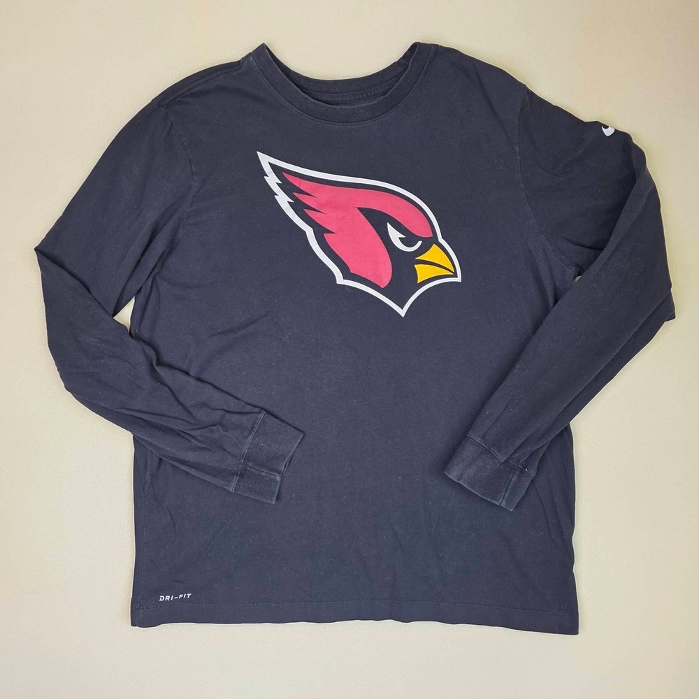 Nike NFL Arizona Cardinals Black Dri-FIT Long Sleeve T-Shirt Mens Large Crewneck